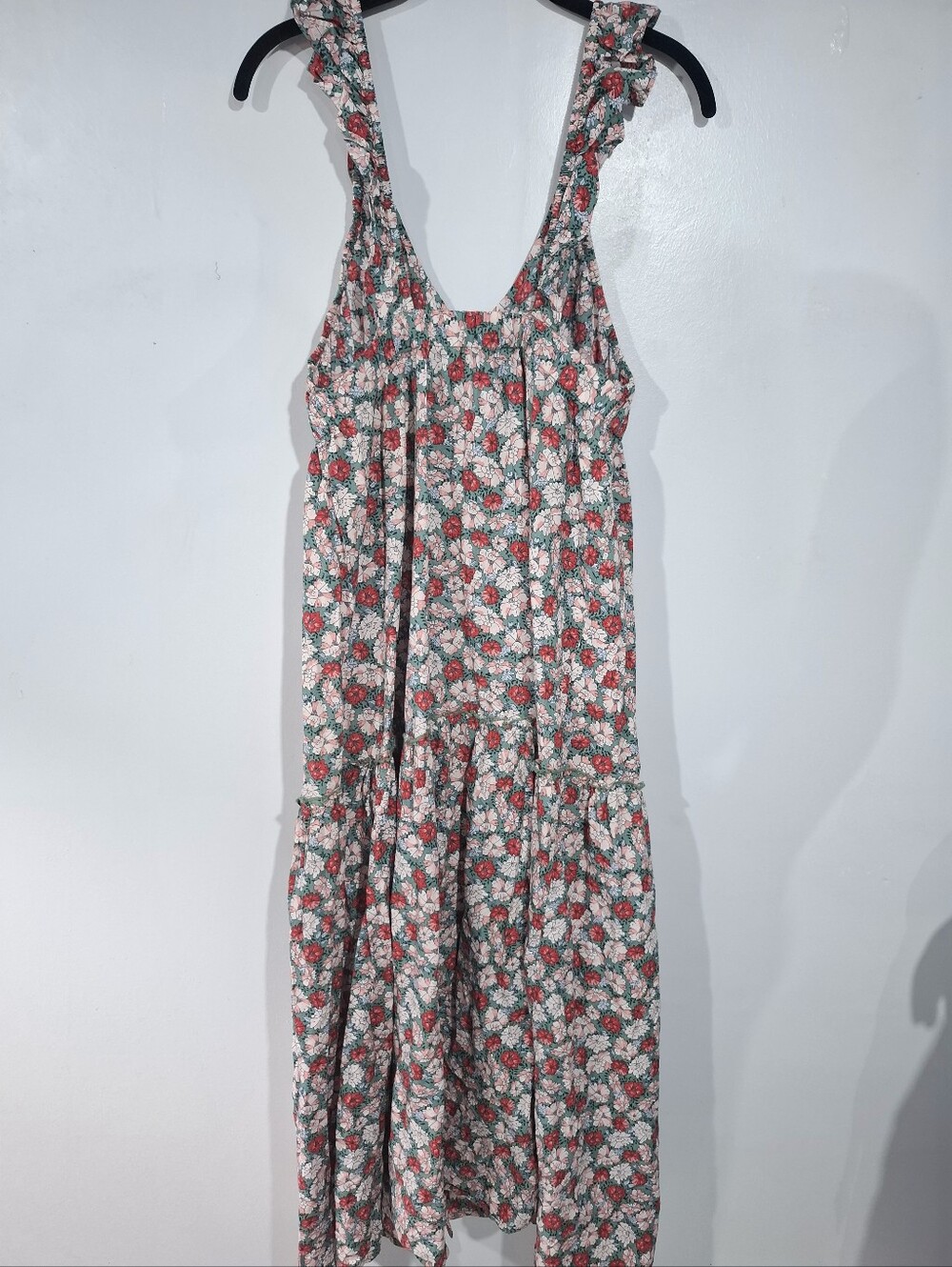 Mango Floral Maxi Dress Multicolor Ruffle Straps Tiered Sundress Cottagecore 8 - Picture 7 of 15
